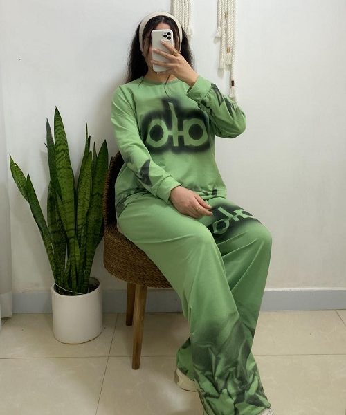 ست بلوز شلوار الو آبرنگی