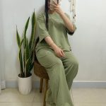 ست بلوز شلوار گلدوزی پاپیونی