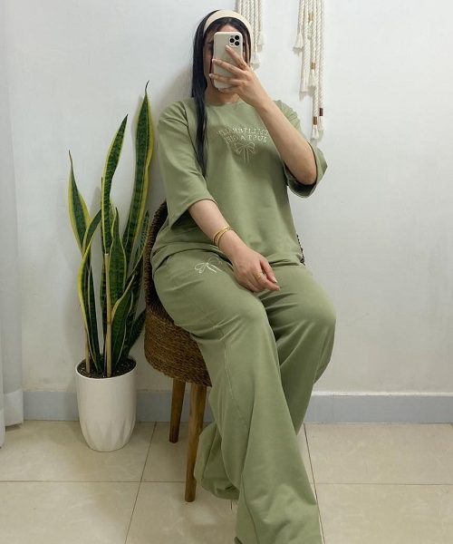 ست بلوز شلوار گلدوزی پاپیونی