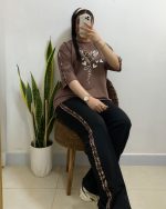 ست بلوز شلوار قلب پلنگی - Image 5