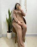 ست بلوز شلوار نیم زیپ مغز دوزی - تصویر 4