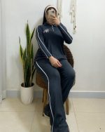 ست بلوز شلوار نیم زیپ مغز دوزی - تصویر 2
