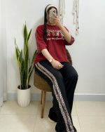 ست بلوز شلوار 2پاییونی گلدوزی - تصویر 2