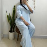 ست بلوز شلوار نیم زیپ پاپیون