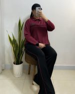 ست نیم زیپ مغزی دوزی استین بلند - Image 6
