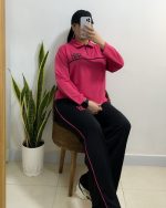 ست نیم زیپ مغزی دوزی استین بلند - Image 5